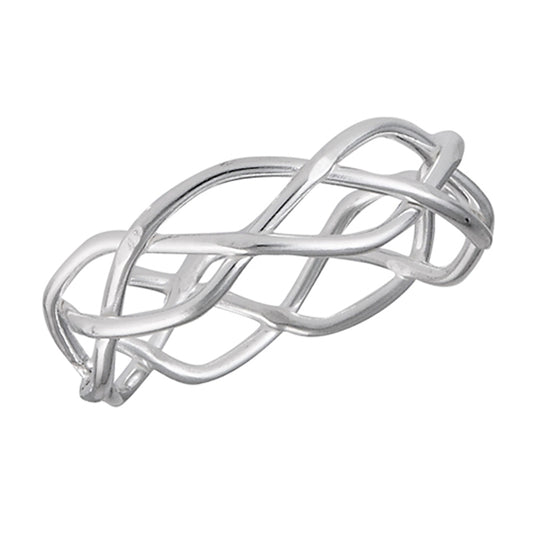 Eternity Criss Cross Weave Knot Wedding Ring 925 Sterling Silver Band Sizes 1-9