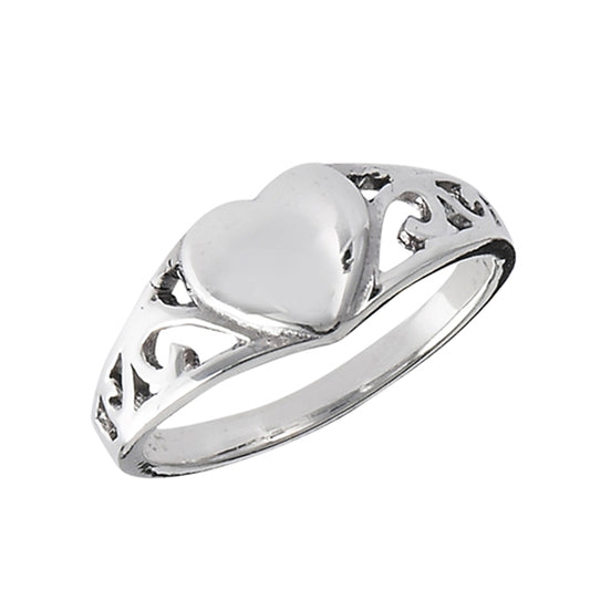 Filigree Celtic Heart Promise Ring New .925 Sterling Silver Cute Band Sizes 2-9