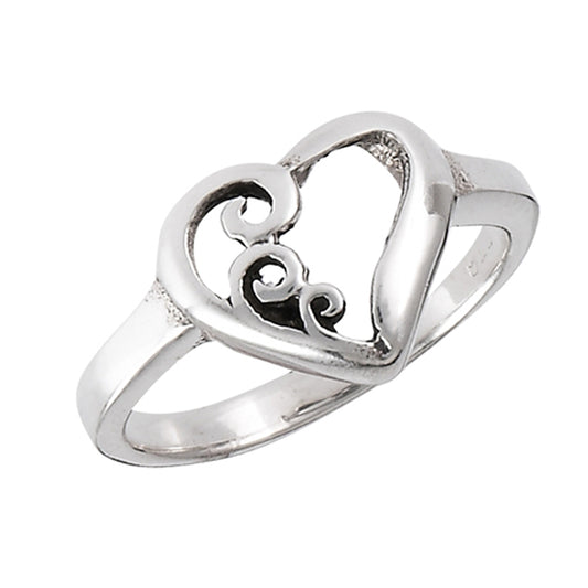 Celtic Oxidized Swirl Heart Promise Ring New 925 Sterling Silver Band Sizes 2-8