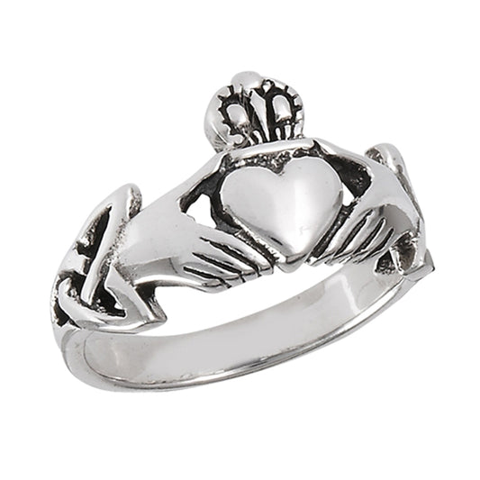 Claddagh Heart Friendship Ring .925 Sterling Silver Irish Celtic Band Sizes 4-13