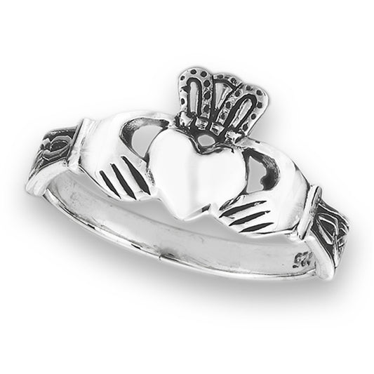 Claddagh Heart Friendship Ring .925 Sterling Silver Irish Celtic Band Sizes 6-10