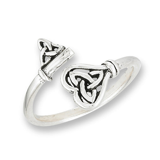Oxidized Open Heart Key Celtic Knot Ring New 925 Sterling Silver Band Sizes 5-9