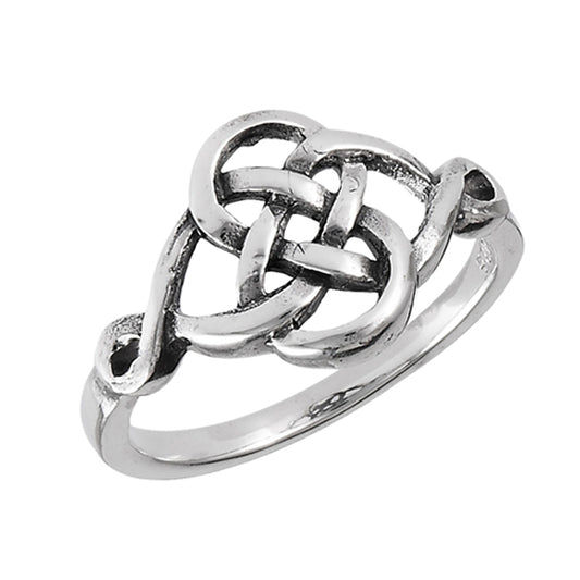 Oxidized Celtic Infinity Knot Ring New 925 Sterling Silver Weave Band Sizes 5-10