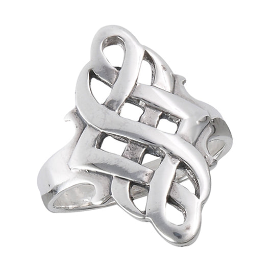 Wide Celtic Endless Infinity Knot Ring New .925 Sterling Silver Band Sizes 6-10
