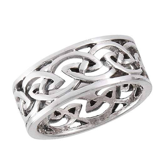 Oxidized Celtic Weave Knot Wedding Ring New .925 Sterling Silver Band Sizes 7-12