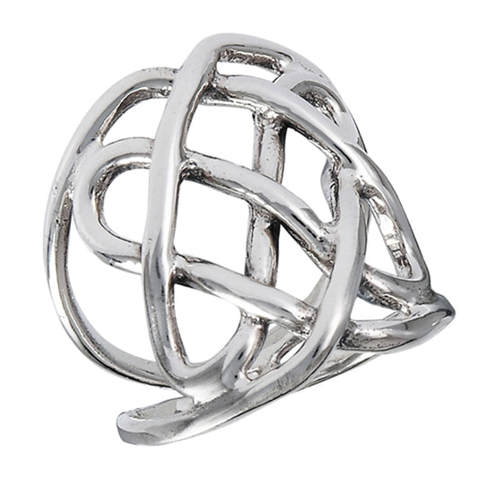 High Polish Wide Celtic Weave Knot Ring New .925 Sterling Silver Band Sizes 6-10