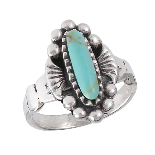 Wide Turquoise Beaded Halo Oxidized Ring New 925 Sterling Silver Band Sizes 3-9