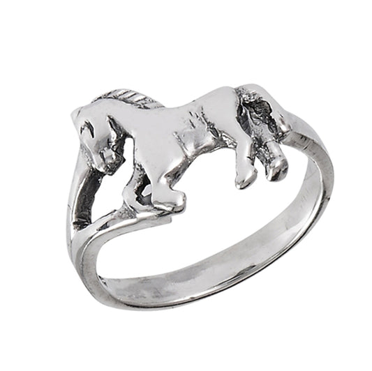 Oxidized Horse Pony Animal Ring New .925 Sterling Silver Band Sizes 3-8