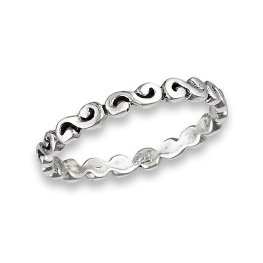 Oxidized Swirl Infinity Stackable Ring New .925 Sterling Silver Band Sizes 6-12