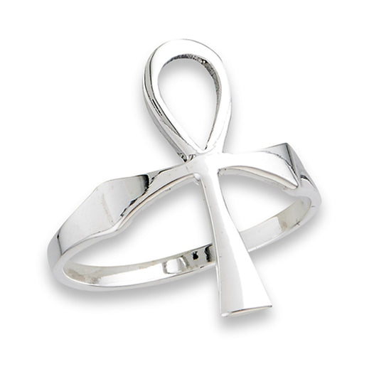 High Polish Ankh Cross Ring New .925 Sterling Silver Band Sizes 6-10