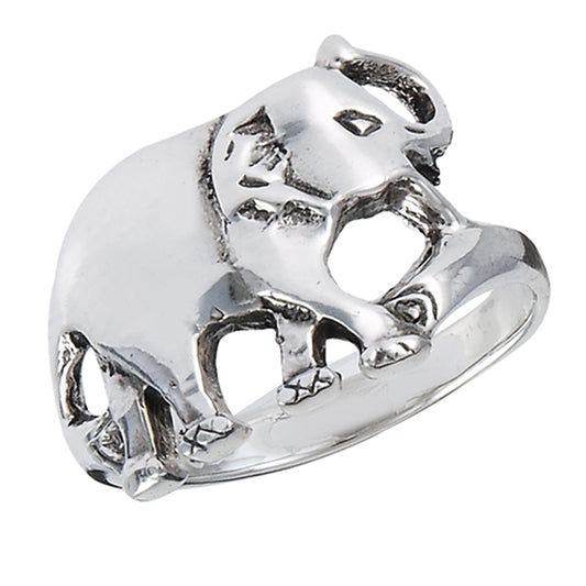Large Walking Elephant Animal Ring New .925 Sterling Silver Band Sizes 5-9