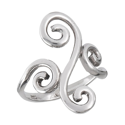 Abstract Wide Swirl Wide Beautiful Ring New .925 Sterling Silver Band Sizes 5-9