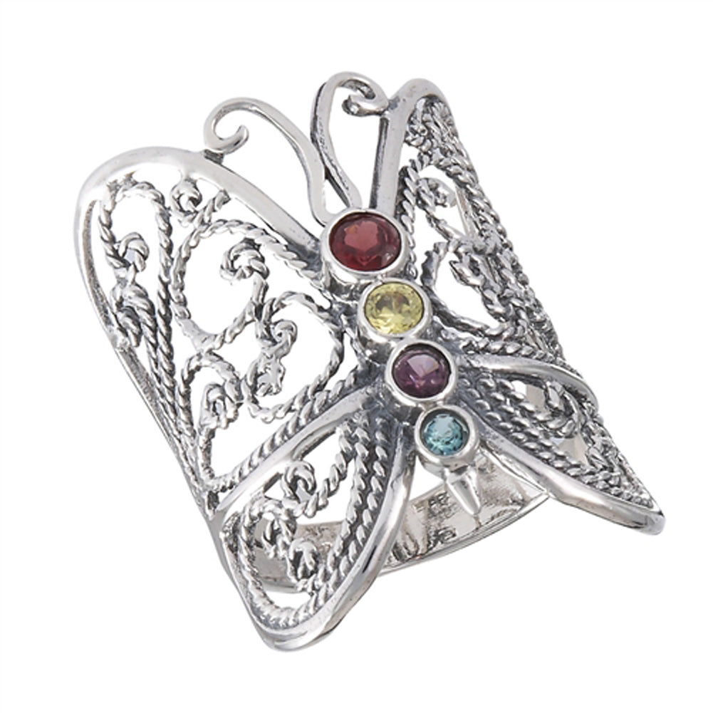 Filigree Butterfly Rope Heart Wings Ring New 925 Sterling Silver Band Sizes 7-10