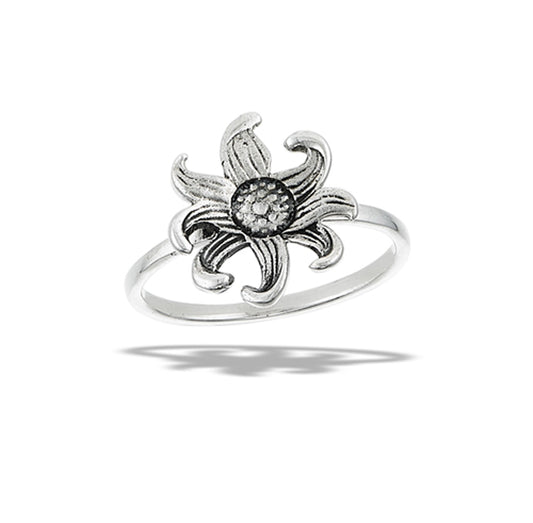 Vintage Wavy Sunflower Nature Fashion Ring .925 Sterling Silver Band Sizes 6-9