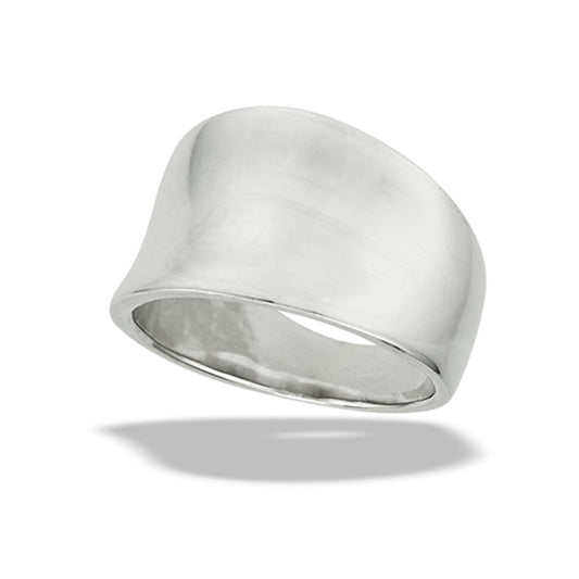 Wide Chunky Concave Ring New .925 Sterling Silver Band Sizes 6-10