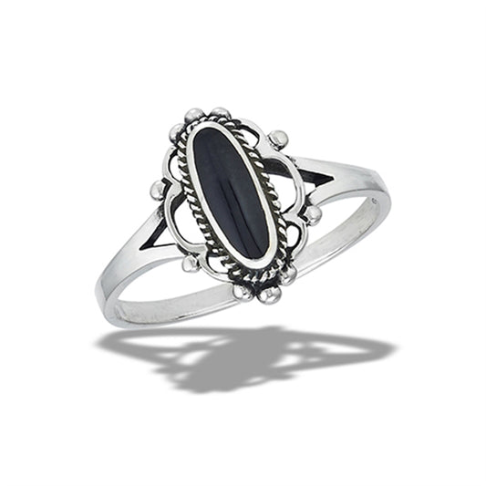 Bali Style Fashion Black Onyx Cute Ring New .925 Sterling Silver Band Sizes 6-10