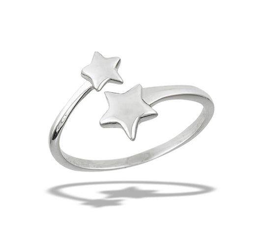 Adjustable Open Shooting Star Fashion Ring .925 Sterling Silver Band Sizes 6-9