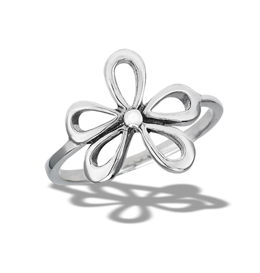 Wildflower Flower Silhouette Cute Ring New .925 Sterling Silver Band Sizes 6-10