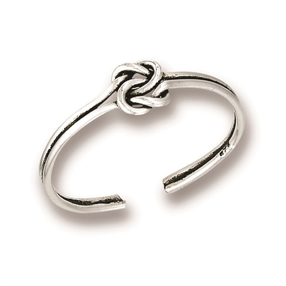 Oxidized Promise Knot Simple .925 Sterling Silver Minimalist Endless Celtic Toe Ring Band