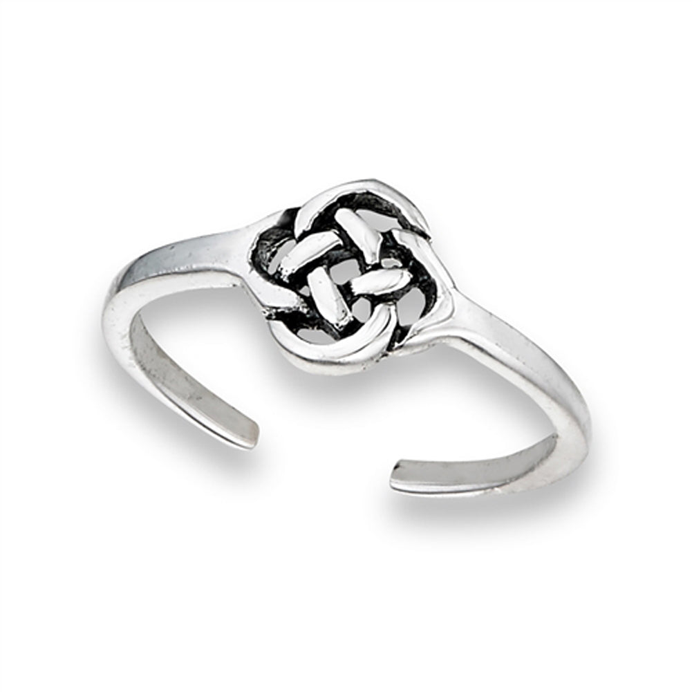 Knot Celtic Weave .925 Sterling Silver Tangled Midi Twisted Endless Braded Toe Ring Band