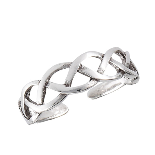 Weave Celtic Intertwined .925 Sterling Silver Rope Braid Toe Ring Band