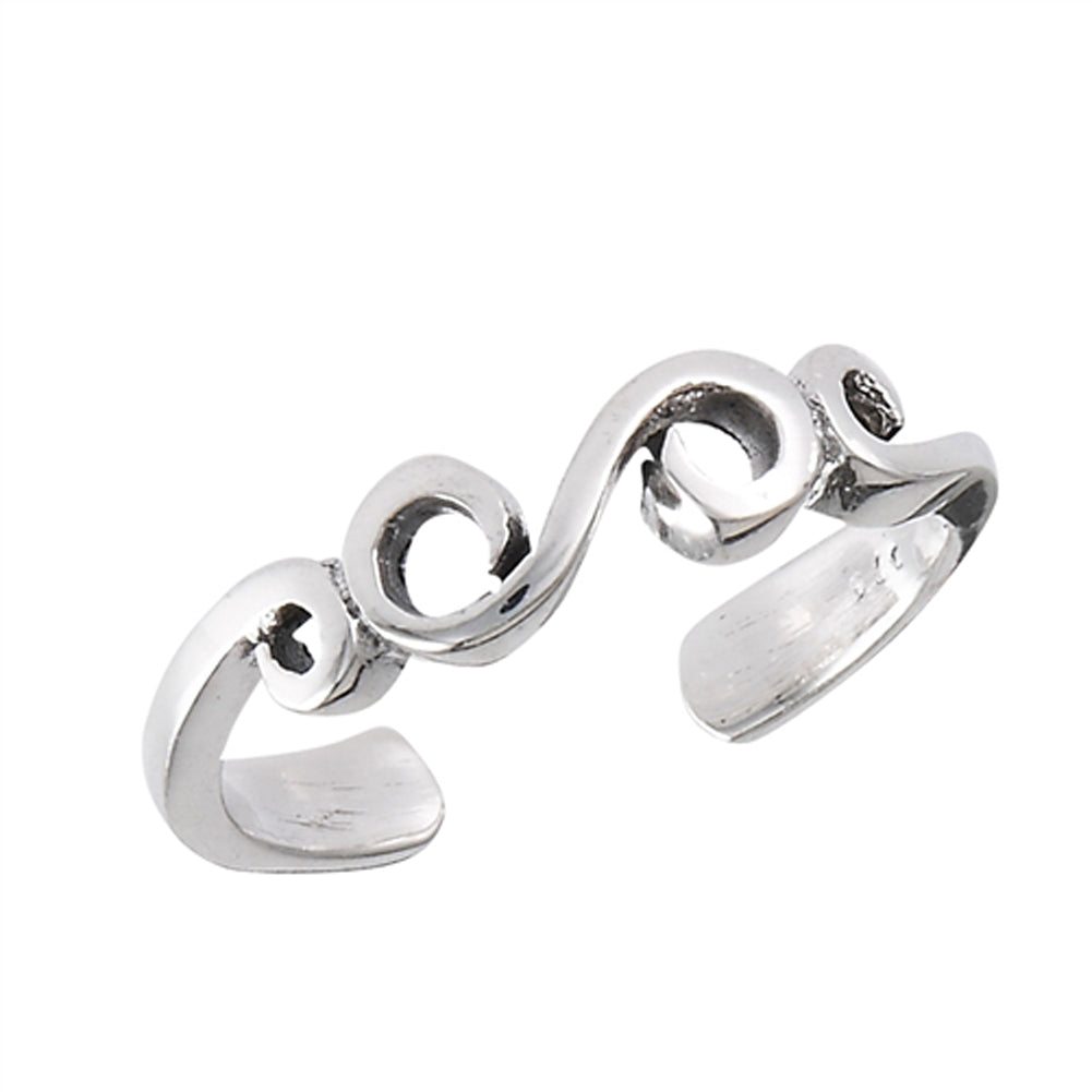 Midi Swirl Wavy .925 Sterling Silver Infinity Simple Toe Ring Band