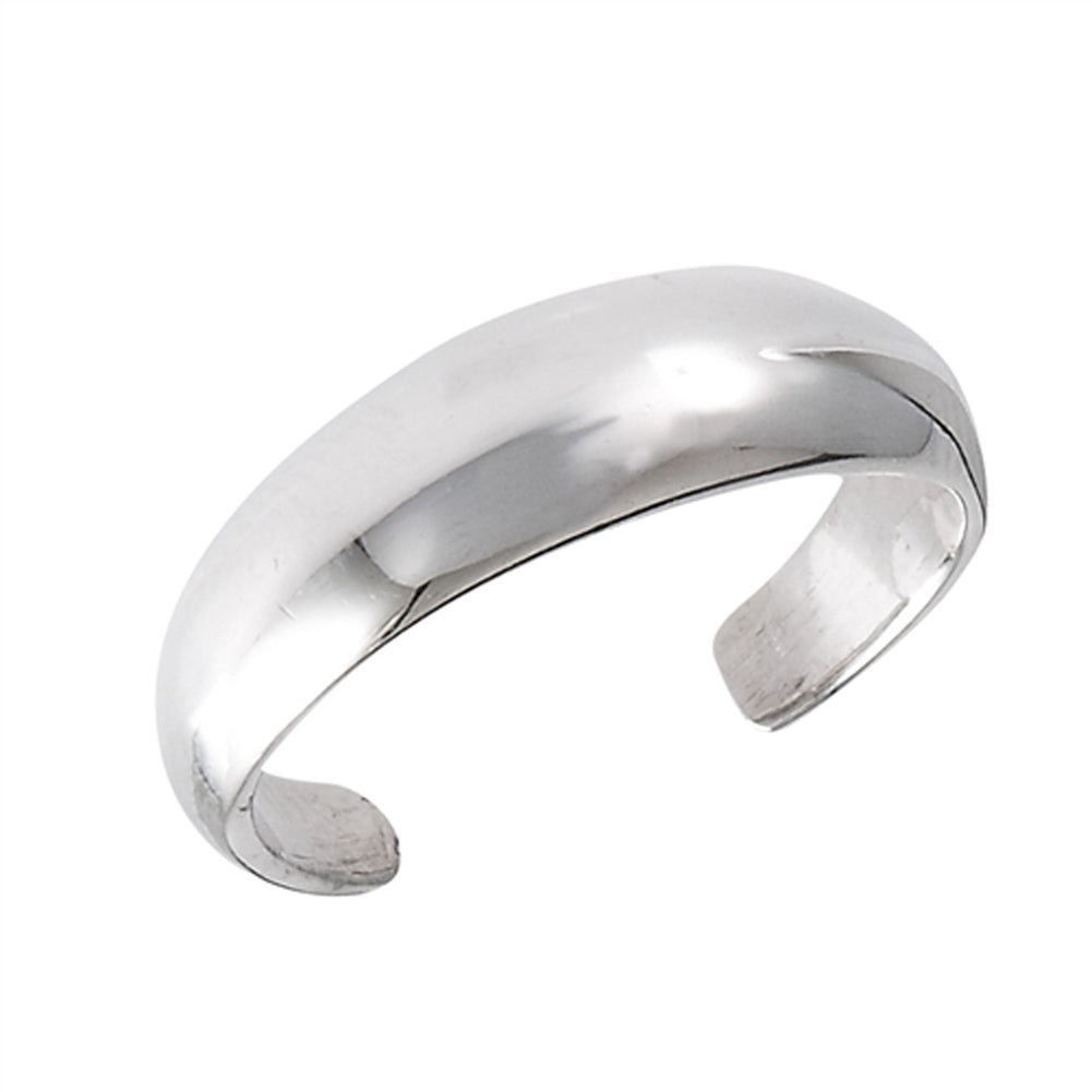 Midi Domed Basic .925 Sterling Silver High Polish Plain Toe Ring Band
