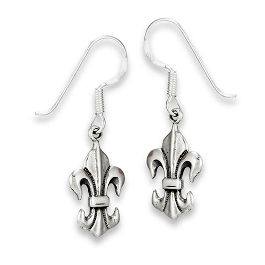 Lily Fleur De Lis Renaissance .925 Sterling Silver Templar French Style Earrings