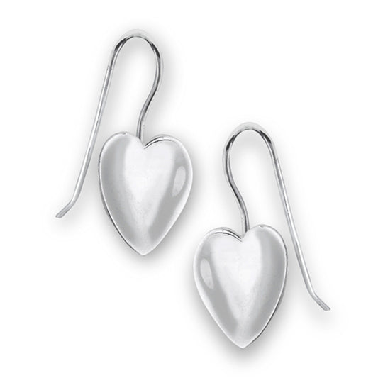 Simple Heart High Polish .925 Sterling Silver Minimal Concave Classic Earrings