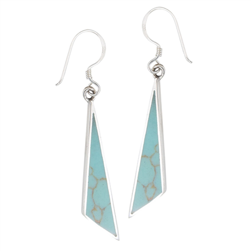 Simple Modern Festival Fashion Simulated Turquoise .925 Sterling Silver Earrings
