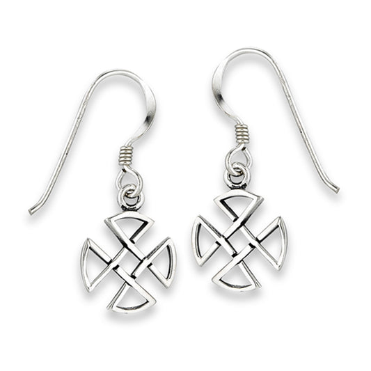 Cross Celtic Traditional .925 Sterling Silver Simple Knot Endless Symbol Earrings