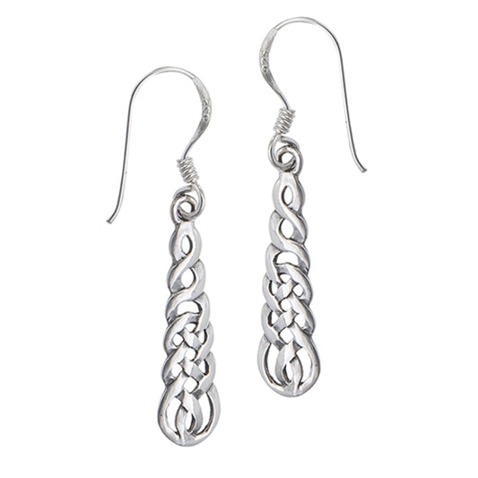 Dangle Braided Celtic Drop Weave .925 Sterling Silver Earrings