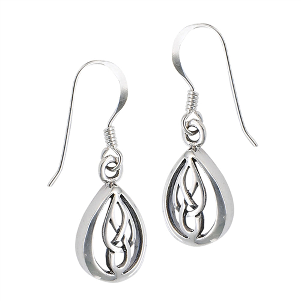 Dangle Simple Celtic Weave Drop .925 Sterling Silver Earrings