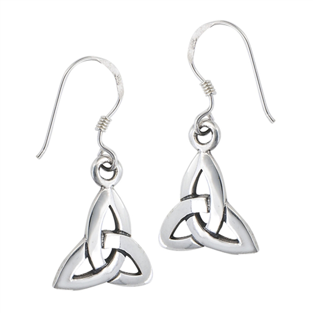 Trinity Dangle Celtic Triquetra Knot .925 Sterling Silver Earrings