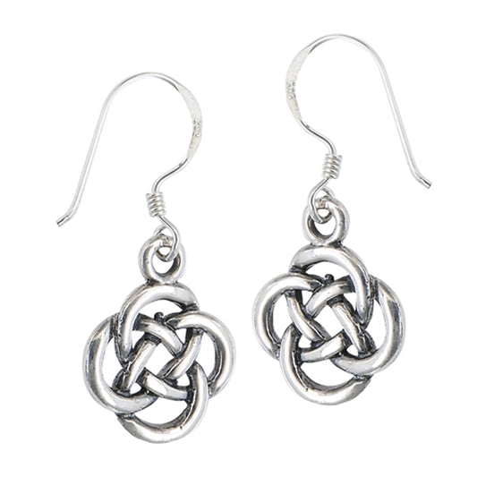 Drop Dangle Celtic Knot Weave Endless .925 Sterling Silver Braid Loop Earrings