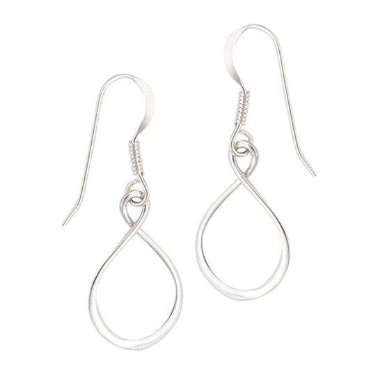 Double Loop Swirl Small Classic Dangle High Polish .925 Sterling Silver Earrings
