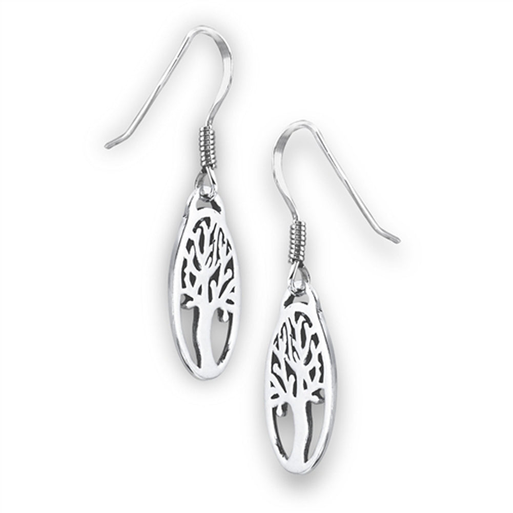 Cutout Tree Of Life Branch .925 Sterling Silver Nature High Polish Open Earrings