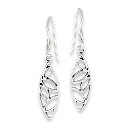 Abstract Modern Dangle Nature .925 Sterling Silver Minimalist Leaf Cutout Earrings