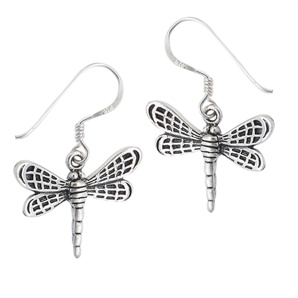 Bug Dragonfly Animal .925 Sterling Silver Garden Dangle Nature Earrings