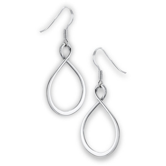 Classic Dangle Twisted Loop Open Twist .925 Sterling Silver Infinity Simple Earrings