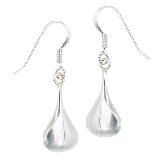 High Polish Dangle Elongated Drop Abstract .925 Sterling Silver Earrings