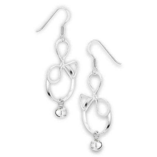 Retro Dangle Abstract Shapes Mid Century .925 Sterling Silver Modern Flower Earrings