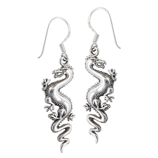 Medieval Fierce Dragon Animal .925 Sterling Silver Mystic Renaissance Earrings