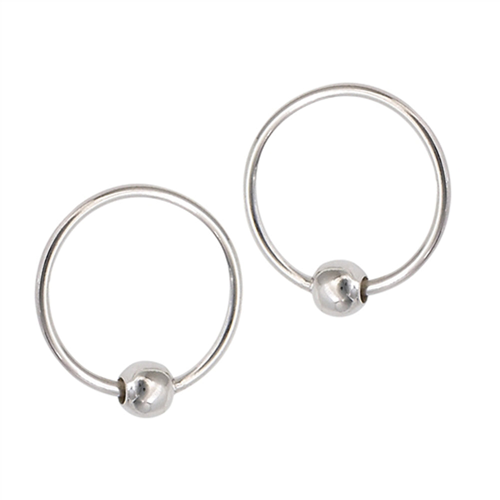 High Polish Ball Hoop .925 Sterling Silver Classic Earrings