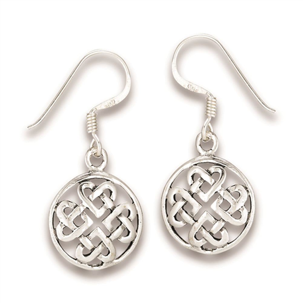 High Polish Endless Celtic Knot Circle .925 Sterling Silver Repeating Earrings