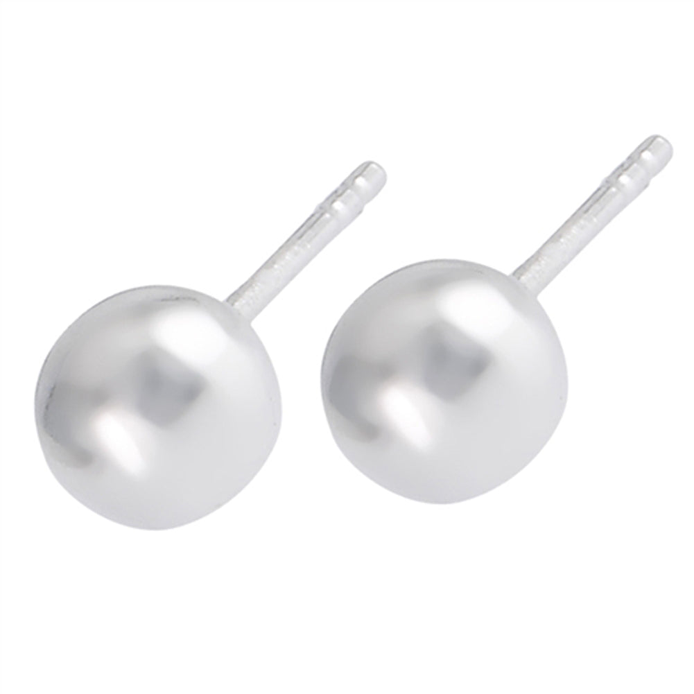 High Polish Classic Ball Post .925 Sterling Silver Simple 6mm Stud Stud Earrings