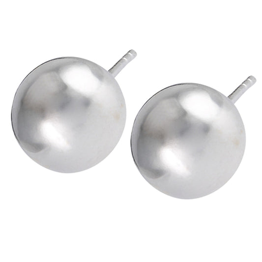 Round Ball Post Large Classic .925 Sterling Silver Simple 10mm Stud Stud Earrings
