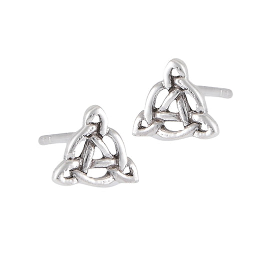 Triangle Post Tiny Celtic Knot Weave Small .925 Sterling Silver Triquetra Stud Earrings