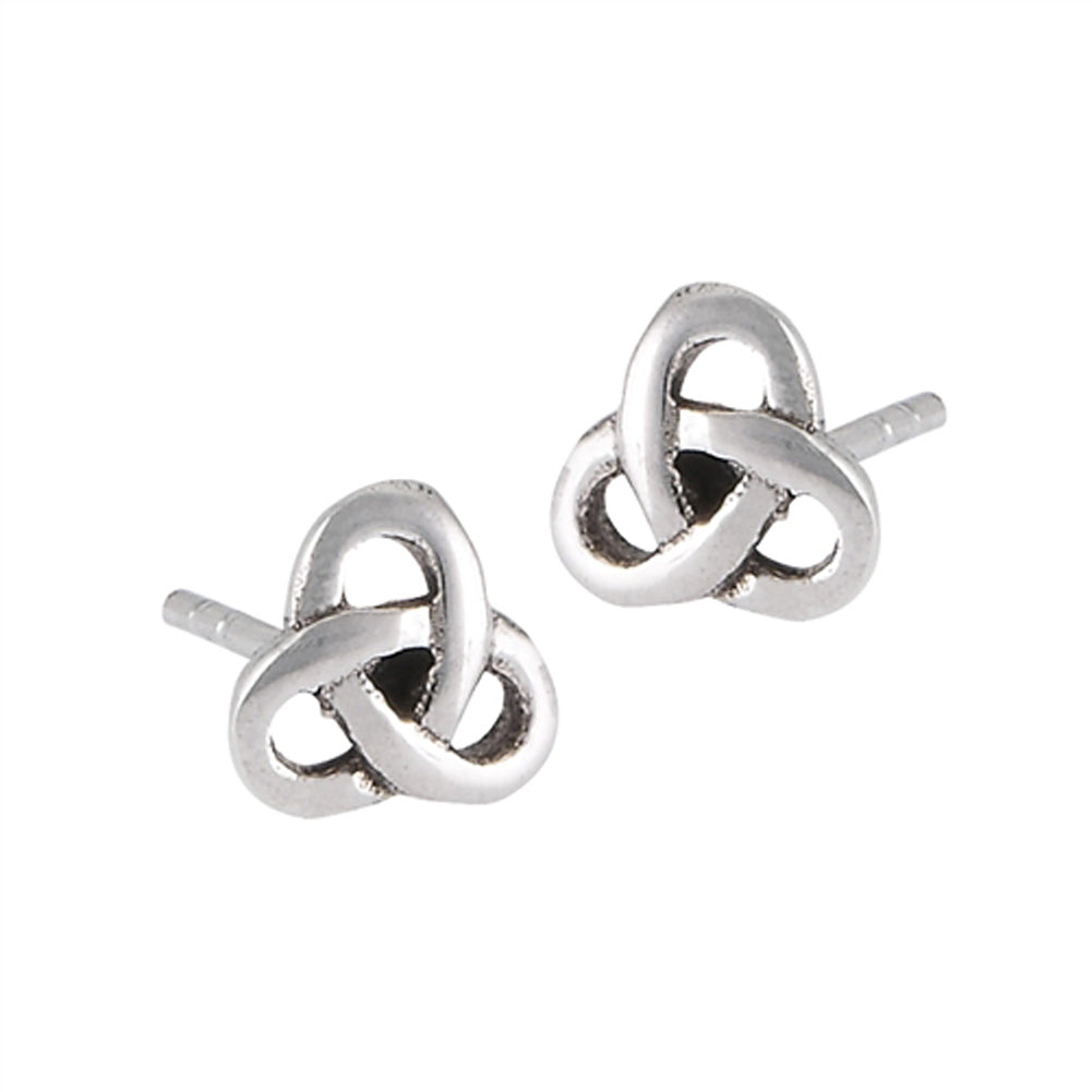 Celtic Knot Tiny Rounded Triquetra Loop .925 Sterling Silver Trinity Traditional Stud Earrings
