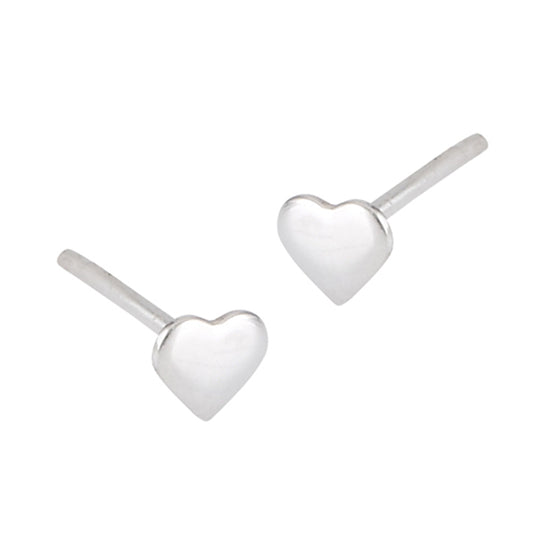 Tiny Heart Post High Polish Classic .925 Sterling Silver Promise Stud Earrings